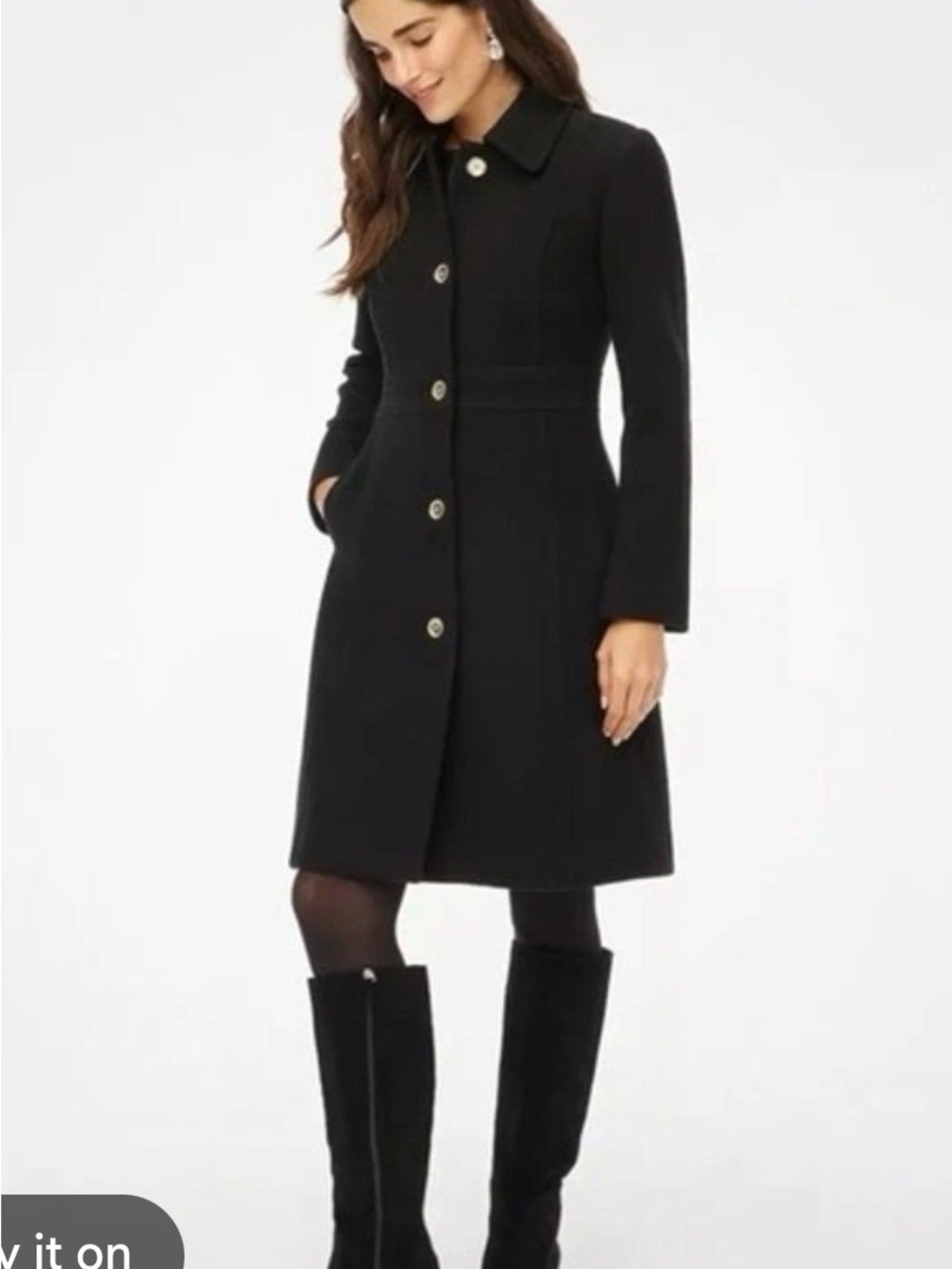 J. Crew Lady Day Coat Black Single-Breasted Wool Blend (sold out) Size 8